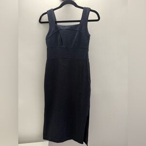 Banana Republic Factory Black Sheath Midi Dress Square Neck Sleeveless. Petite